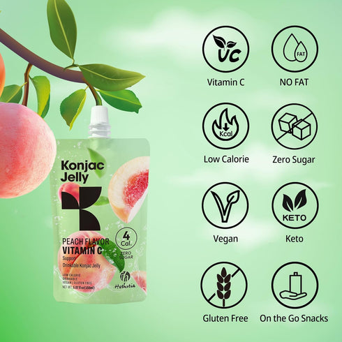 10 Packs 12 Packs Hethstia Konjac Jelly Peach Flavor Vitamin C and Konjac Noodles Variety Gluten Free Low Calorie