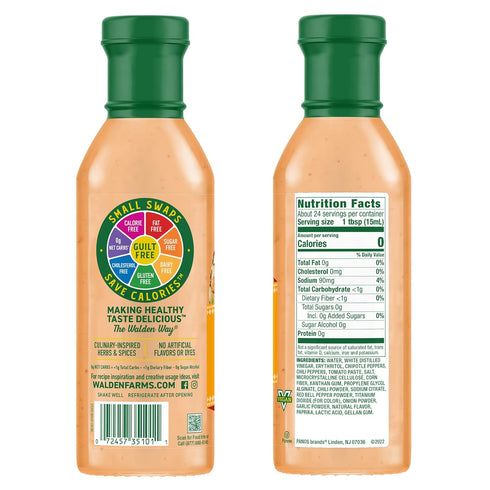 Walden Farms Street Taco Sauce Creamy Chipotle 12oz Bottle (2 Pack) - Flavorful, Vegan, Paleo and Keto Friendly, Non-Dairy Milk Substitute - Great for Taco Salads, Burritos, Rice Bowls and Many More