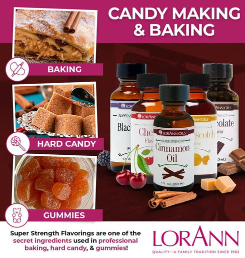 LorAnn Oils Super Strength Flavoring, Cinnamon Oil, 1 fl oz - Bold, Natural Flavors for Candy Making