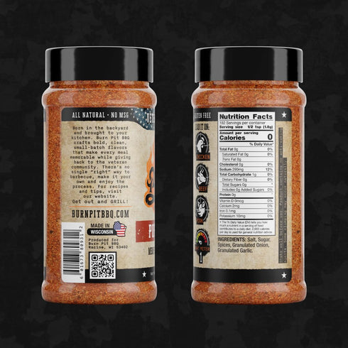 0g 1g 12 oz (340g) Burn Pit BBQ Pop Smoke Memphis Style BBQ Rub - Great with Ribs, Poultry, Beef, and Pork - Sugar