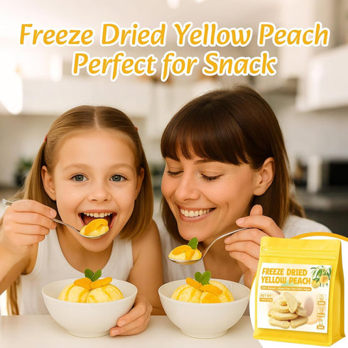Nahasahr 7.06oz 100% Smoothies(200g) Freeze Dried Yellow Peach Slices- Nature Dehydrated Peaches Chips with Sugar