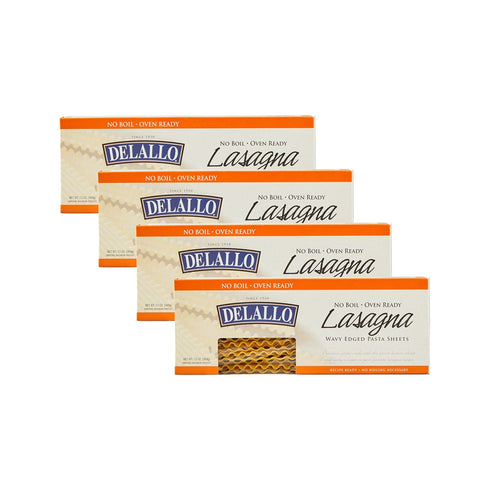 DeLallo No-Boil Lasagna Sheets, 13.2 Ounce Box, 4 Pack, Oven Ready, Made