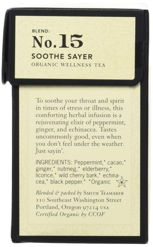 15 1.05 Oz, 15Count STEVEN SMITH TEAMAKER Smith Teamaker Organic Soothe Sayer No. (Caffeine-free Organic Wellness Tea)