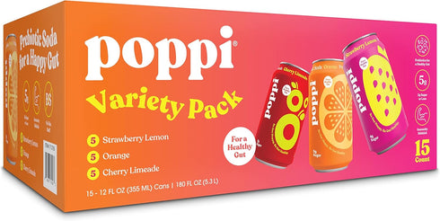 Pack, 12 oz, 15-Count Poppi Variety