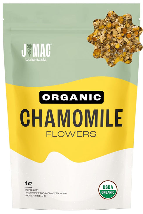 J Mac Botanicals, Organic Chamomile Flowers, Whole Dried Chamomile flower, Loose Leaf