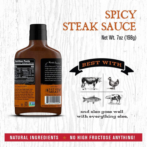 Rufus Teague - Spicy Steak Sauce - Premium Steak Sauce - 7 oz. Bottles - 2 Pack