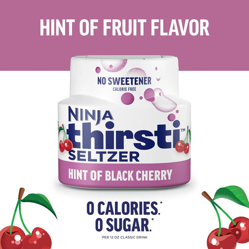 20, 12oz 3 Pack, Ninja Thirsti Flavored Water Drops, SELTZER Black Cherry, Crisp and Refreshing Sparkling Water, Zero