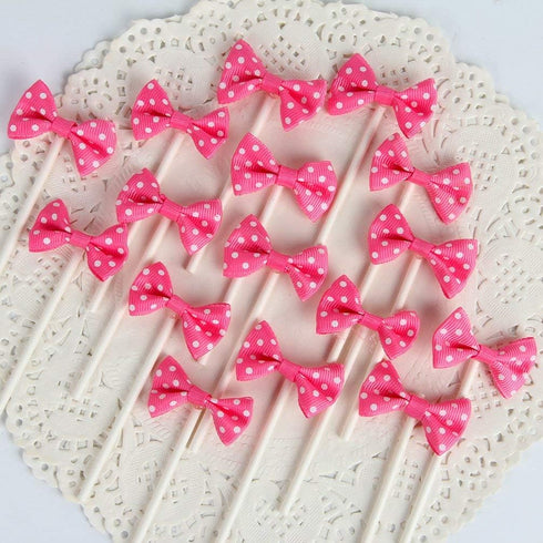 Bow Cupcake Toppers - Children's Birthday Baby Shower Party Decoration Supplies, Pack of 18