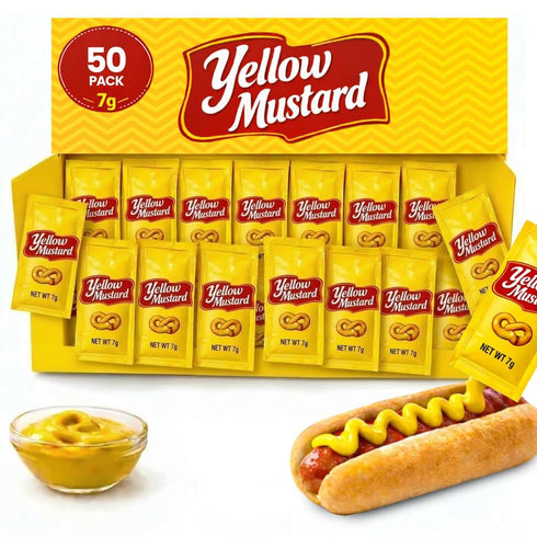 PailSail Yellow Mustard - 7gm (Multiple Pack) | Classic Yellow | Condiment Packets