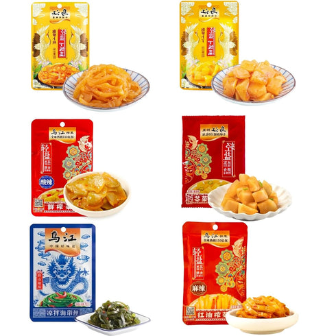Noble Createaprototype Packaged 6-Flavor Fermented Spicy Pickled Vegetables - Individually Asian Flavor Pickles, The