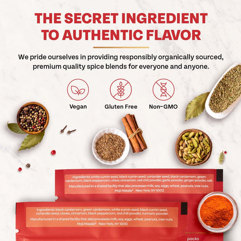 moji masala Indian Spice Set - 2 Pack I Tandoori-Style Chicken Masala & Cauliflower/Gobi Masala Mix I Authentic Indian Spices for Quick & Healthy Home-Cooked Recipes, Vegan & Gluten-Free Seasoning Mix