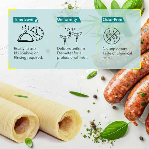 26mm 1 98 28 Lbs The Sausage Maker Collagen Casings For Sausage Making, Edible, Clear, Smoked Beef Collagen Sticks