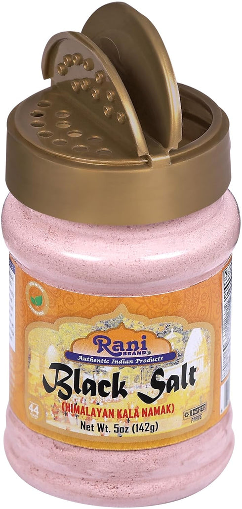 Rani Black Salt Powder (Kala Namak) 5oz (142g) PET Jar - Unrefined, Pure, Natural, Vegan, Gluten Friendly