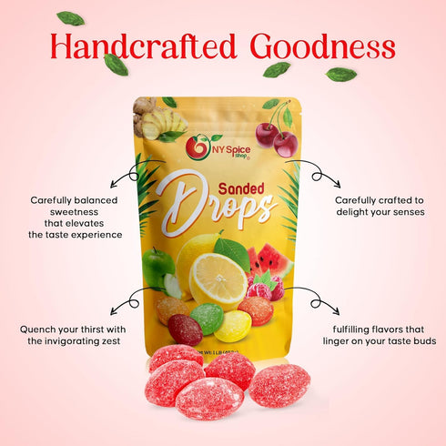 2 NY SPICE SHOP Watermelon Sanded Candy Drops - Pound Old Fashioned Sanded Drops - Fresh Delicious Bulk Candy - Sanded