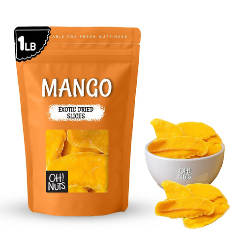 Oh! Nuts Exotic Dried Mango Slices - Sweetened Dehydrated Mango - 1lb