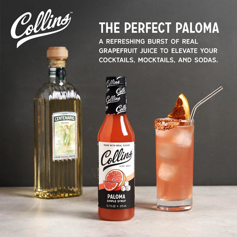 12.7 oz, Set 1 Collins Paloma Syrup, Made with Grapefruit, Ready to Use Cocktail Mixer for Tequila and Mezcal Drink