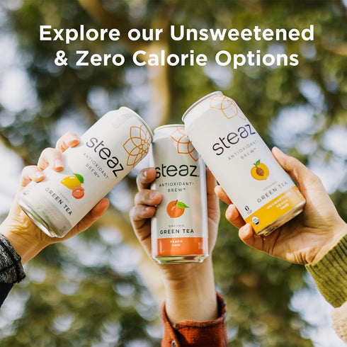(12 Pack) 65mg 90 12 16 oz (473mL) Steaz - Organic Green Tea - Superfruit - Antioxidant Brew - Natural Caffeine