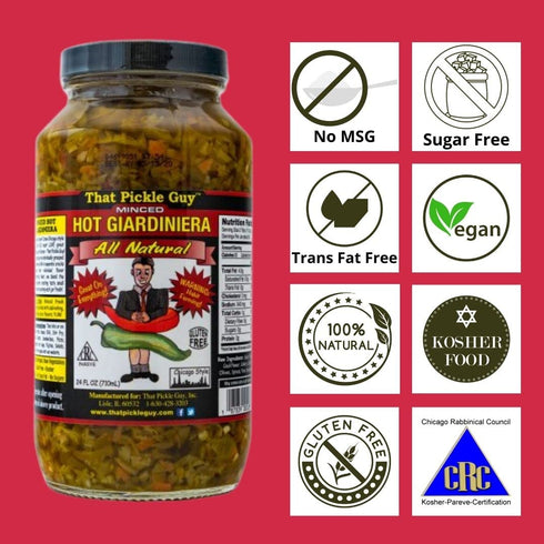 That Pickle Guy 24-ounce Minced All Natural Chicago Style HOT Giardiniera, Raw;