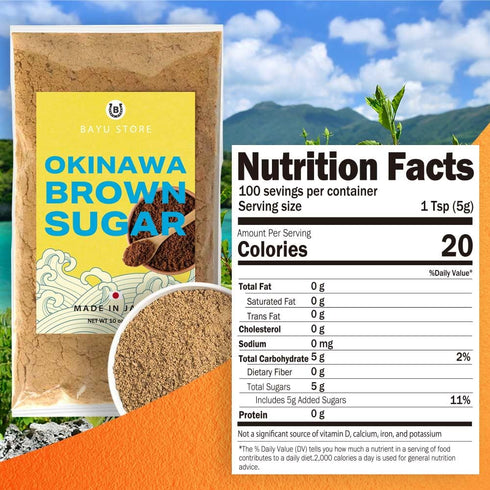 Store 10 oz (300g) Okinawa Brown Sugar Powder Natural Cane Sugar Sweetener, Single Ingredient (Sugarcane), Clean Label