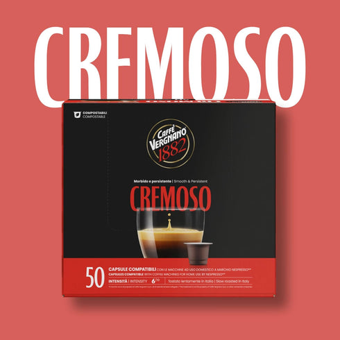 1882 6/10, 50 Caffe Vergnano Medium Roast Espresso Original Line Machine Compatible Capsules, Arabica Robusta Espresso