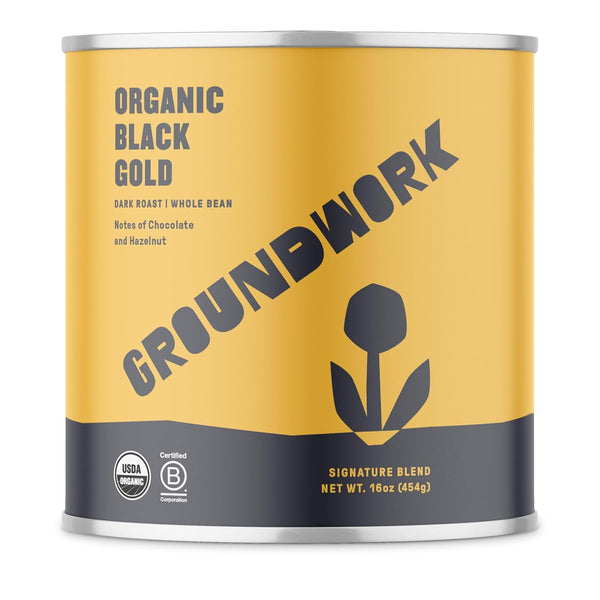 GROUNDWORK Black Gold Whole Bean Coffee Dark Roast Blend - USDA Organic