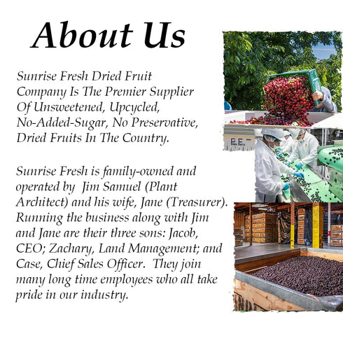 1 lb Sunrise Fresh Dried Sweet Cherries, Unsweetened, No Sugar Added, Fresh Fruit Flavor, Bag