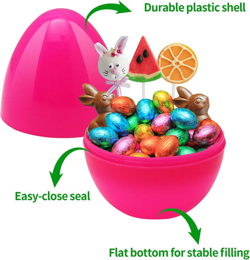 ZMCINER 12 6 Inch PCS Jumbo Easter Eggs, Large Plastic Easter Eggs for Easter Basket Stuffers, Easter Party Favor