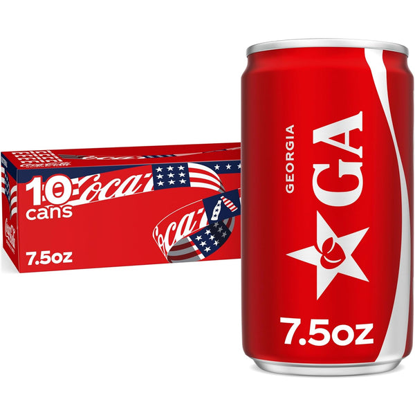 Coca-Cola Soda Soft Drink Fridge Pack Mini Cans, 7.5 fl oz, 10