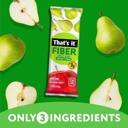 (12 Count), 7g 3 130 12 Thats it. High Fiber Fruit Bars Pear Fiber from Real Fruit, Ingredients, No Added Sugar