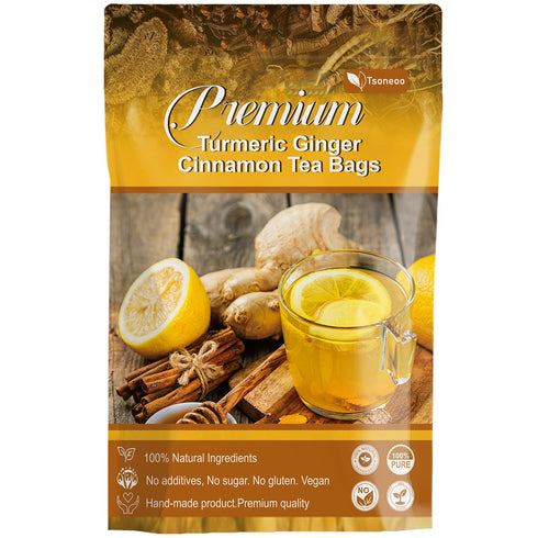 Premium Turmeric, Ginger, Cinnamon Blend Tea Bags, 100% Natural & No Additives