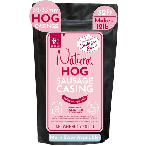 SAUSAGE CASINGS Natural HOG Casings for Sausage Making, 32ft 32mm for 12lb