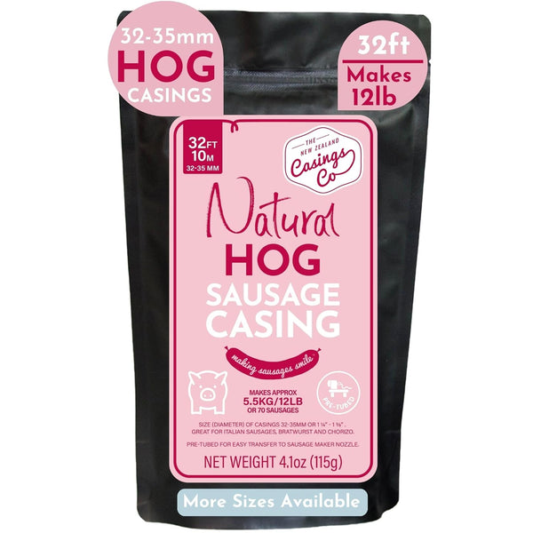 SAUSAGE CASINGS Natural HOG Casings for Sausage Making, 32ft 32mm for 12lb