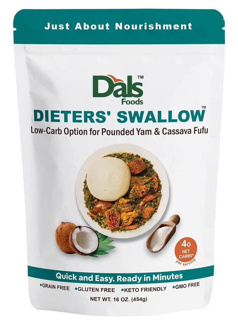 Dals Foods Healthy Nutritious Fufu, Dieters' Swallow | 100% Natural Flour, Low-Carb, Plant-Based Fiber