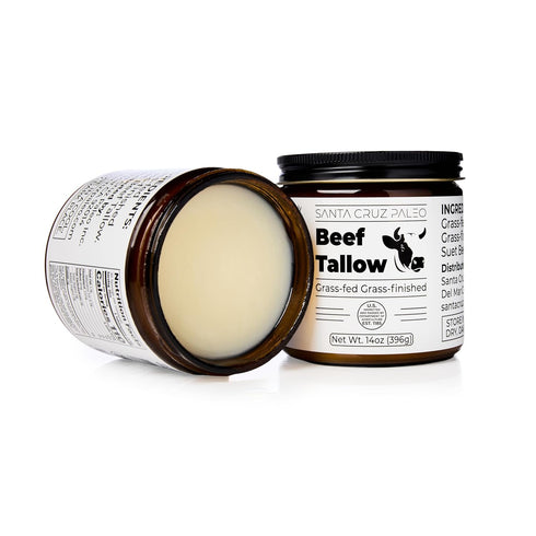 100% B1, 14 Oz Santa Cruz Paleo Beef Tallow for Skin Care & Cooking, Grass Fed and Finished, Gluten Free, Keto, Sugar