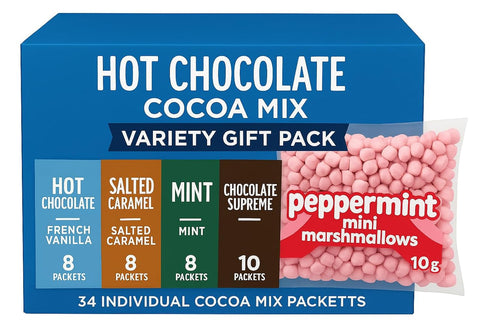 Generic Hot Chocolate Cocoa Mix Variety Gift Pack 34 Individual Packets French Vanilla,