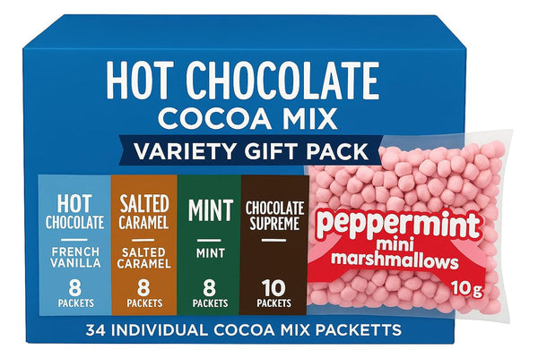 Generic Hot Chocolate Cocoa Mix Variety Gift Pack 34 Individual Packets French Vanilla,