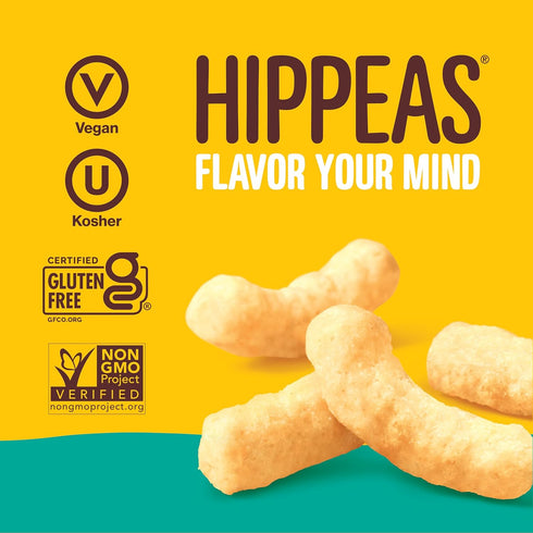 0.8oz, Pack 18, 3g 2g HIPPEAS Chickpea Puffs, Groovy White Cheddar, Gluten Free Snacks, Dairy Free, Vegan, of Protein