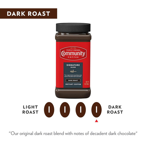 Community 7 oz (Pack 1) Coffee Signature Blend Instant Coffee, Dark Roast, Jar