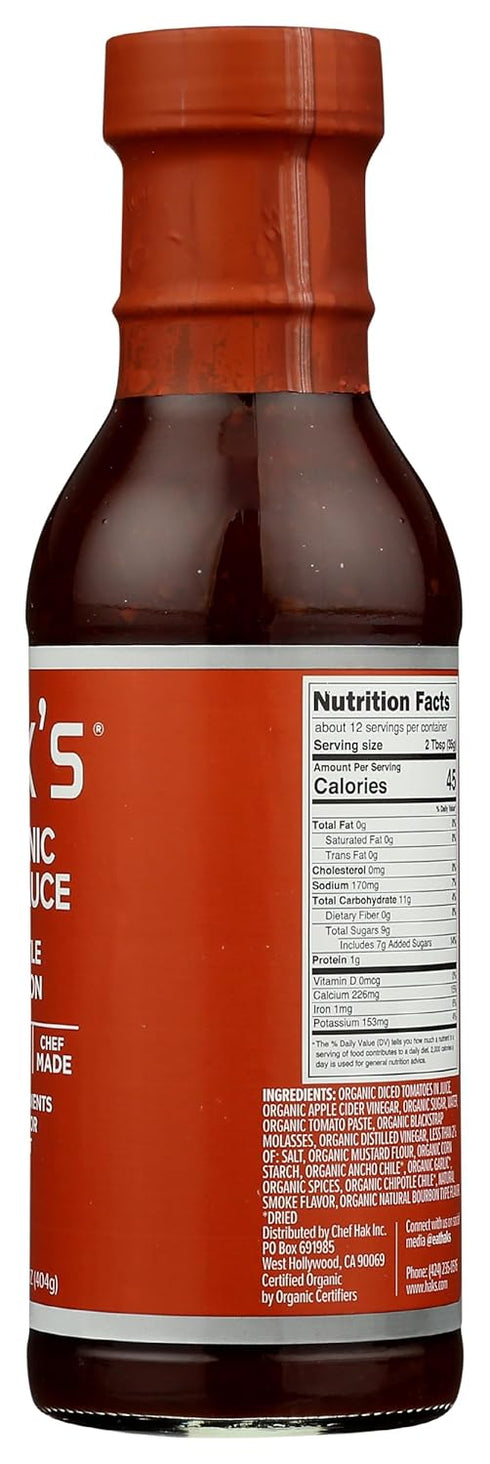 HAKS Organic Chipotle Bourbon BBQ Sauce, 14.25 oz