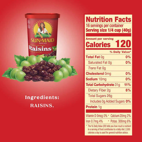 23 Sun-Maid California Raisins | Ounce | Whole Natural Dried Fruit | No Artificial Flavors | Non-GMO | Vegan