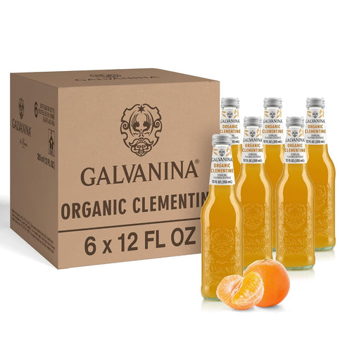 Galvanina Clementine Premium Organic Italian Sparkling Soda, 12 fl oz (6 Glass