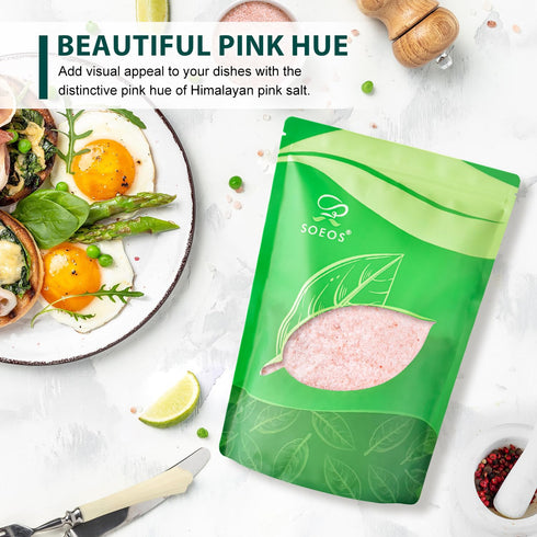5 Lbs, Soeos Himalayan Pink Salt, Fine Grain, Pink Himalayan Sea Salt, Salt for Grinder Refill