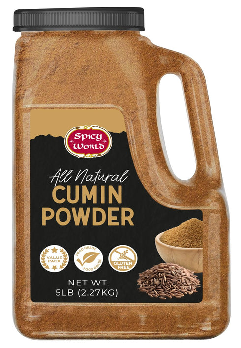 Spicy World Cumin Powder 5 LB Bulk Jar - All Natural, Gluten Free, Jeera