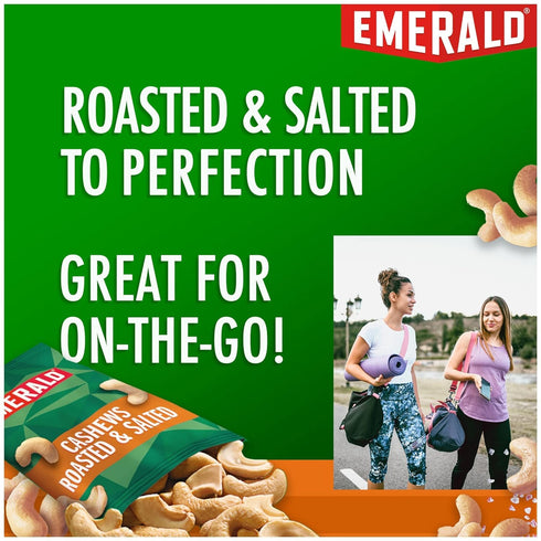100 Packs, 7 4.34 Oz (Pack 2) Emerald Nuts, Cashews Roasted & Salted, Calorie Ct