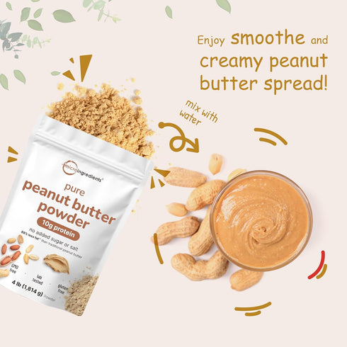 4lbs (64oz) 10g 88% Pure PB Peanut Butter Powder, | Protein & Less Fat | No Added Sugar or Salt from Natural Fresh