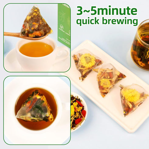 KANGLAI 15 Count Chrysanthemum Goji Berry Tea Bags - Dandelion/Cassia Seed/Gardenia, Vegan, Sugar-Free & Caffeine-Free