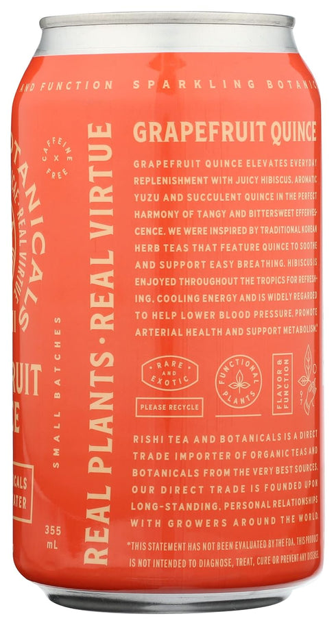 12 (Pack 12) Rishi Tea Grapefruit Quince Sparkling Beverage, Gluten Free, Non GMO, Fluid Ounce