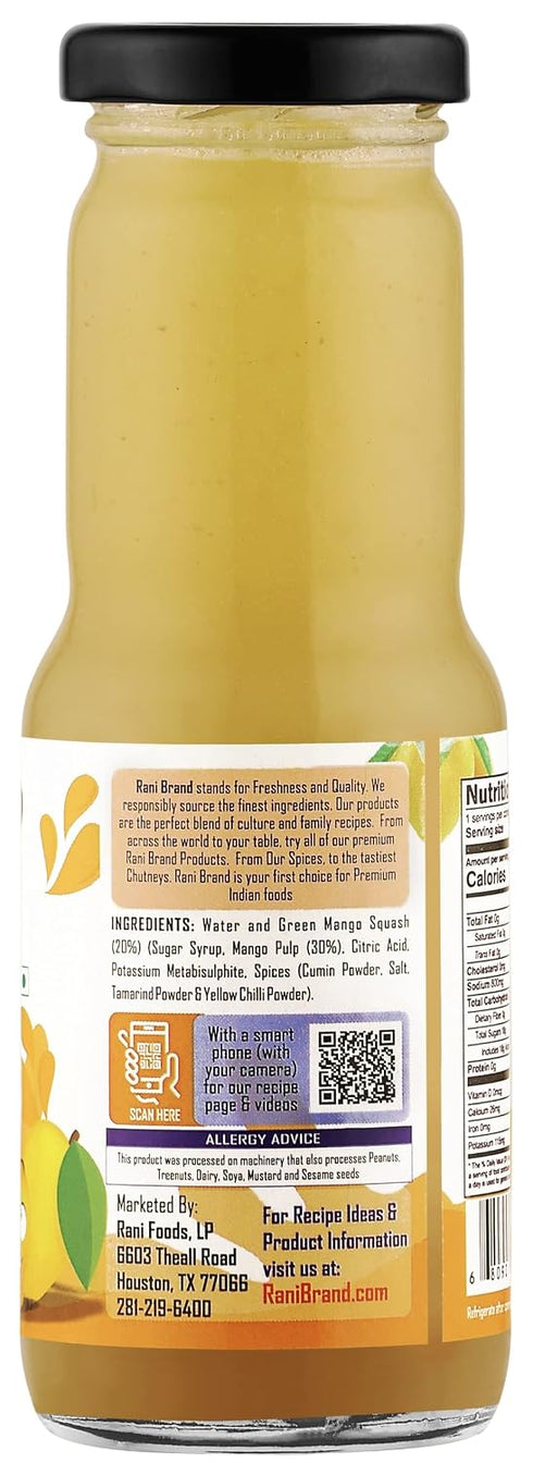 6.7 oz (200 ml) Pack 6 Rani Raw Mango fl Glass Bottle, of ~ Indian Fruit Beverage | Vegan | Gluten Free | NON-GMO |