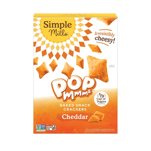 Simple Mills Pop Mmms Cheddar Baked Snack Crackers, Gluten Free, 4 Ounce