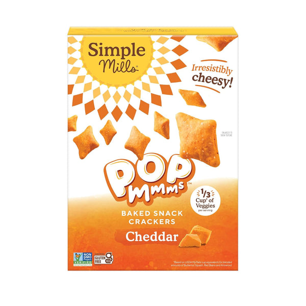 Simple Mills Pop Mmms Cheddar Baked Snack Crackers, Gluten Free, 4 Ounce